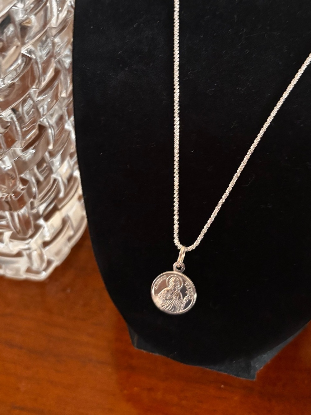 Sterling Silver Religious Medal Pendant Necklace unisex